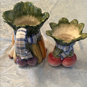 Fritz And Floyd Vintage 1995 Hand-Painted Ceramic Vegetable Pitchers